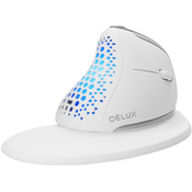 DELUX Brezžična vertikalna miška Delux M618XSD BT+2.4G RGB (bela), (20771523)