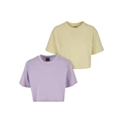 Womens short oversized t-shirt 2-pack lilac+yellow