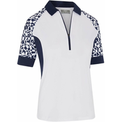 Callaway Two-Tone Geo 1/2 Sleeve Zip Womens Polo Brilliant White L