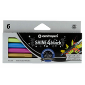 Centropen Flomasteri Shine 4 Black, 6 komada