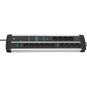 Brennenstuhl Premium-Protect-Line Duo gaming power strip 14-way (black/silver, 120,000 A surge protection, 2x USB-A, 3 meters)