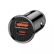 BASEUS CIRCULAR punjač za automobil s USB i Type-C priključkom, 30 W, PD brzo punjenje 4.0, CRN CCALL-YS01 CIRCULAR