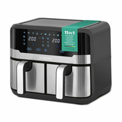 Heinrichs HFR 8214 Dvojna friteza na vroč zrak, 2 x 4.5 l (9.0 l), 1300-2400 W, črna/srebrna