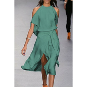 Elegantna midi obleka z izrezi Thiena, menta
