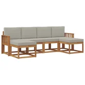 Set vanjskih sofa s jastukom 6 pcs Prirodna i svijetlo siva