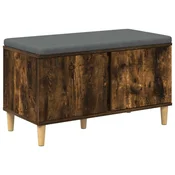 Vidaxl Haldna klop z blazino z vrati Dimljeni Hrast 80 x 38 x 46 cm