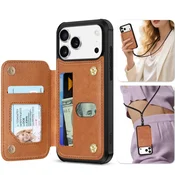 Infostyle TUCCH ovitek za iPhone 17 Pro Max z denarnico, RFID zaščito in trakom – rjav