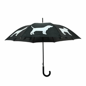 Crno-bijeli kišobran s reflektirajucim elementima Esschert Design Dog