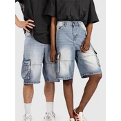 Urban Classics Relaxed Denim Cargo moške kratke hlače new light blue dirty wsh