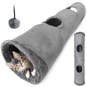 Mersjo Predor za mačke, interaktivna igrača 2 v 1, SUBWAY, 120x25 cm, siva