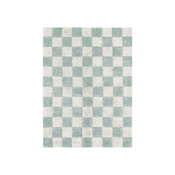 Svetlo modra/kremno bela pralna ročno tkana bombažna preproga 120x160 cm Kitchen Tiles Blue Sage – Lorena Canals