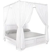 Casa Padrino country style double bed antique white 175 x 209 x H. 210 cm - Solid wood bed with cotton curtains - Bedroom furniture in country style - Country style furniture