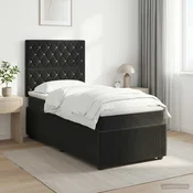 vidaXL Postelja boxspring z vzmetnico Črna 90 x 200 cm Žamet