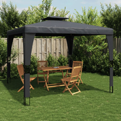 vidaXL Paviljon z dvojno streho antracit 3,98x2,98 m jeklo