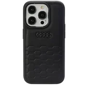 Audi Ovitek za iPhone 15 Pro Max Audi iz sintetičnega usnja, črne barve