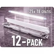Spectrum LED 12 kos držalo za LED cev 2x150cm [SLI028016_SLIM] + 25 kos LED cev T8 gratis! Barva světla: Dnevna bela [216730]