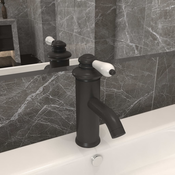 vidaXL Kopalniška armatura za umivalnik siva 130x180 mm