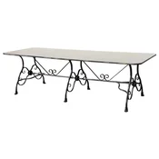 Casa Padrino Art Nouveau garden dining table antique cream/antique brown 250 x 90 x H. 75 cm - Nostalgic garden table - Art Nouveau wrought iron garden furniture - Nostalgic garden furniture