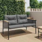 Vidaxl vidaXL Vrtna klop z blazinami 116 cm črna jeklo