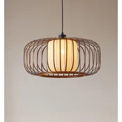 Lindby obesna svetilka Davella, O 50 cm, bambus, tekstil - Dnevna soba/jedilnica - Skandinavski - Les temen, bež