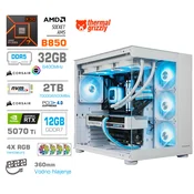 MEGA Računalnik MEGA MT S5 R7-9800X3D/RTX5070Ti/32GB-DDR5/2TB/750W/Brez OS/bela RGB + Estetski napajalni kabli [Modra/Bela], (5000357935)