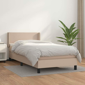 Greatstore Box spring postelja z vzmetnico kapučino 100x200cm umetno usnje
