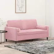 Vidaxl vidaXL Dvosed z blazinami, roza, 140 cm, žamet