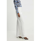Lanene hlače Answear Lab boja: bijela, široke, visoki struk
