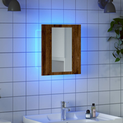 Vidaxl LED kopalniška omarica z ogledalom starinski les 40x12x45 cm
