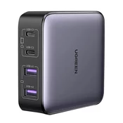 Stenski polnilni adapter Ugreen CD327 Nexode 65W z dvema USB-A in dvema USB-C izhodoma - črn