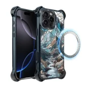 shumee Ovitek za iPhone 16 Pro Max IBIZU DropGuard Ultra z MagSafe, barve stekla, Mountain Stream