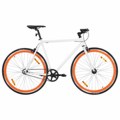 vidaXL Bicikl s fiksnim zupcanikom bijelo-narancasti 700c 59 cm