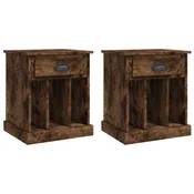 MAISON CHIC Dvo delni komplet Nočne omarice - Nočne mize dimljeni hrast 43x36x50 cm, (21688142)