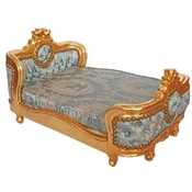 Casa Padrino baroque dog bed green pattern/gold - Handmade antique style dog bed - Magnificent dog furniture in baroque style - Antique style pet furniture - Baroque pet furniture