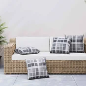 Vidaxl Zunanja blazina Karirano 4 pcs Siv karirani 50 x 50 cm Blago
