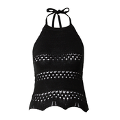 Womens short crocheted neck warmer Top black