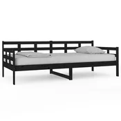 Vidaxl Dnevna postelja črna trdna borovina 90x200 cm