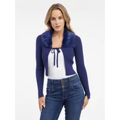Blue womens cardigan with faux fur ORSAY