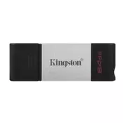 KINGSTON DT80 USB Flash memorija 64GB  USB-C 3.2 Gen 1 64GB do 200 MB/s Crna/siva