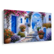 Slika grška uličica z modro kupolo - 30x20