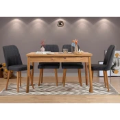 Hanah home Set trpezarijski sto i 4 trpezarijske stolice Costa bež-antracit