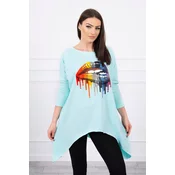 Oversize blouse with a rainbow mint print