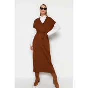 Trendyol Modest Ženska haljina Tctaw24Uv00020, Smeda