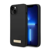 Guess Silikonski ovitek Guess Metal Logo za iPhone 14 Plus/ 15 Plus z MagSafe tehnologijo - črn (GUHMP14MSBPLK)