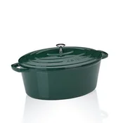 Kela Ponev KL-12903 litinový s poklicí Calido oválný smaragdově zelená 36x29x15cm 9,3l