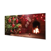 tulup.si Slika na akrilnem steklu Baubles božično drevo darila 120x60 cm 4 obešalnika