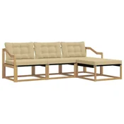 Set vanjskih sofa s jastukom 4 pcs Bijela i bež