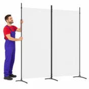 Vidaxl Paravan 2-delni bel 175x180 cm blago