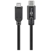 Goobay USB 2.0 priključni kabel [1x USB 3.1 vtič C - 1x USB 2.0 vtič Micro-B] 1 m črn pozlačeni k