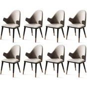 Casa Padrino luxury dining chair set of 8 with armrests gray/black/copper 52 x 52 x H. 88 cm - Dining room furniture - Restaurant furniture - Luxury furniture - Luxury furnishings